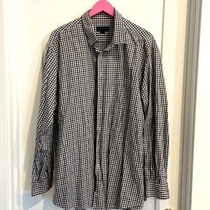 Scott, Barber, XXL, brown, gray, and navy gingham.